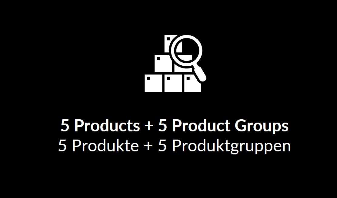 5 Produkte und 5 Produktgruppen
