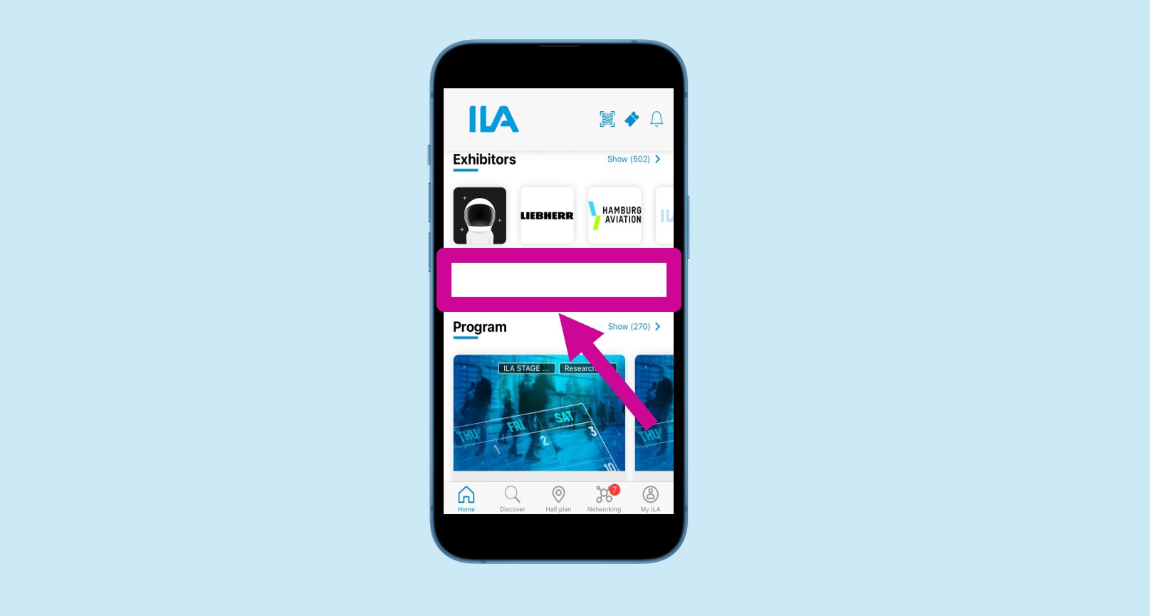 Startpage in the app