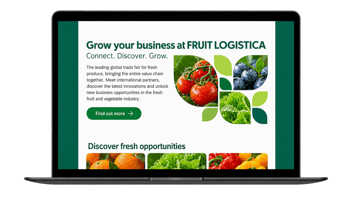 Text/Image ad (sponsored ad) in the FRUIT LOGISTICA Buyers Club Newsletter