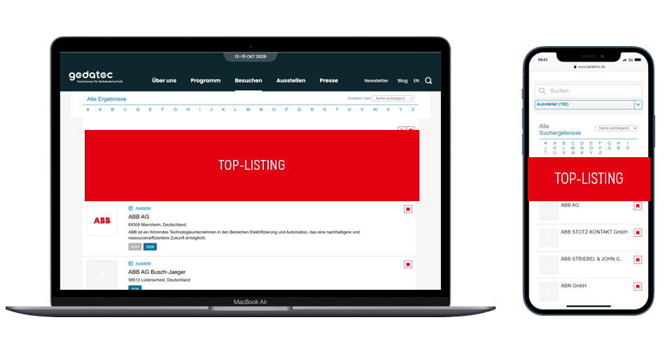 Top-Listing Webseite & App