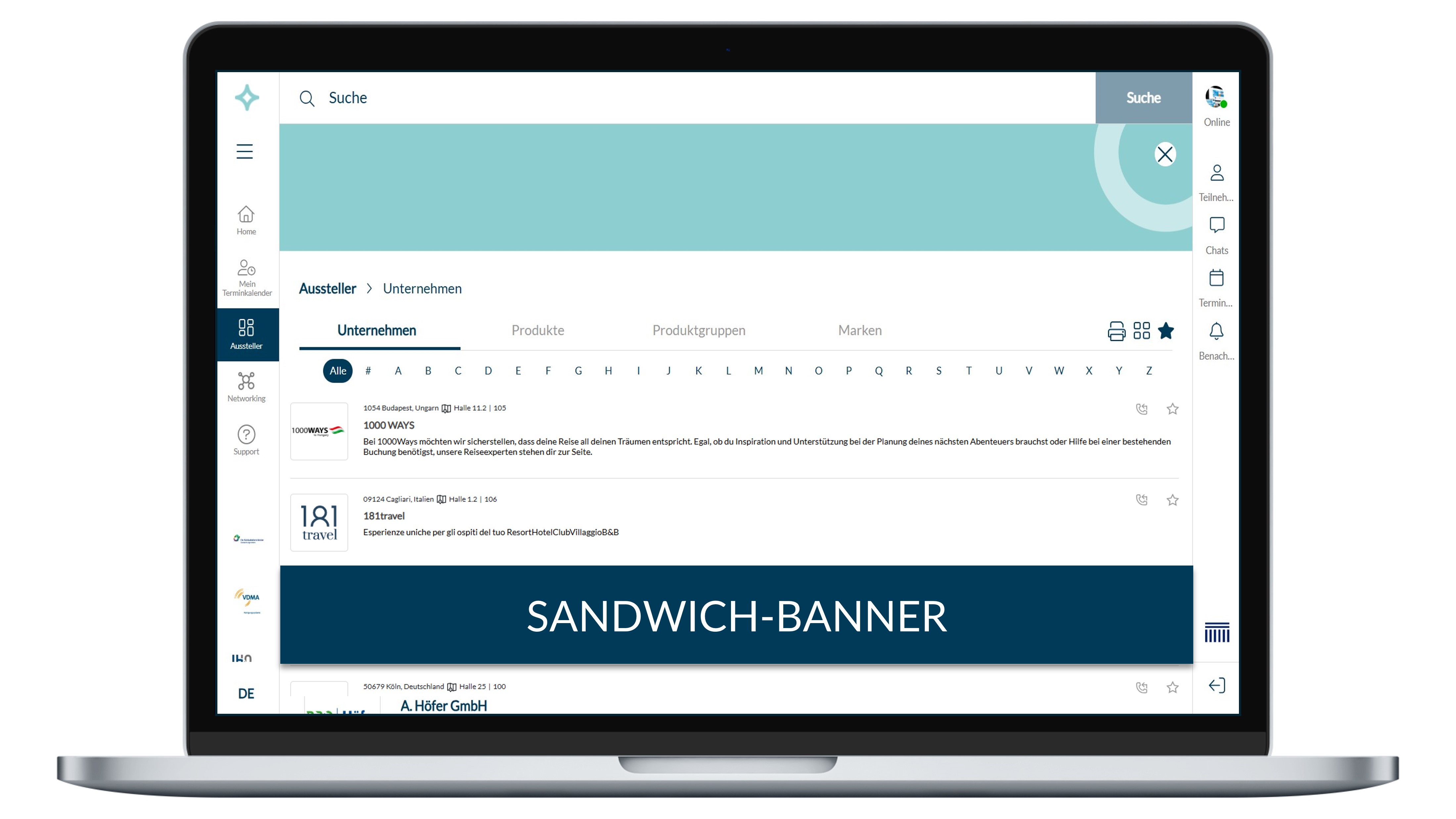 Sandwich-Banner/ Plattform & App