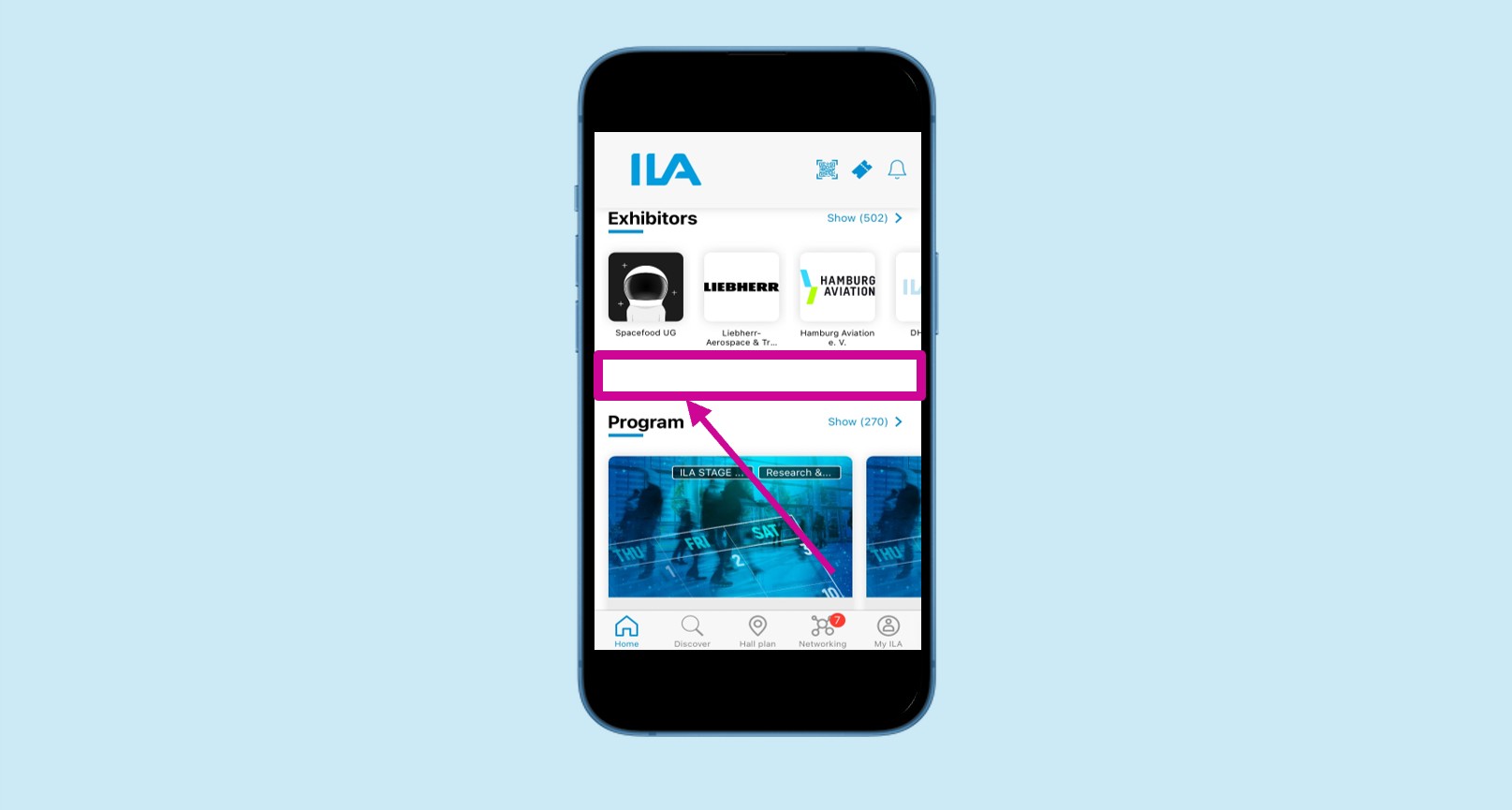 Startpage in the app