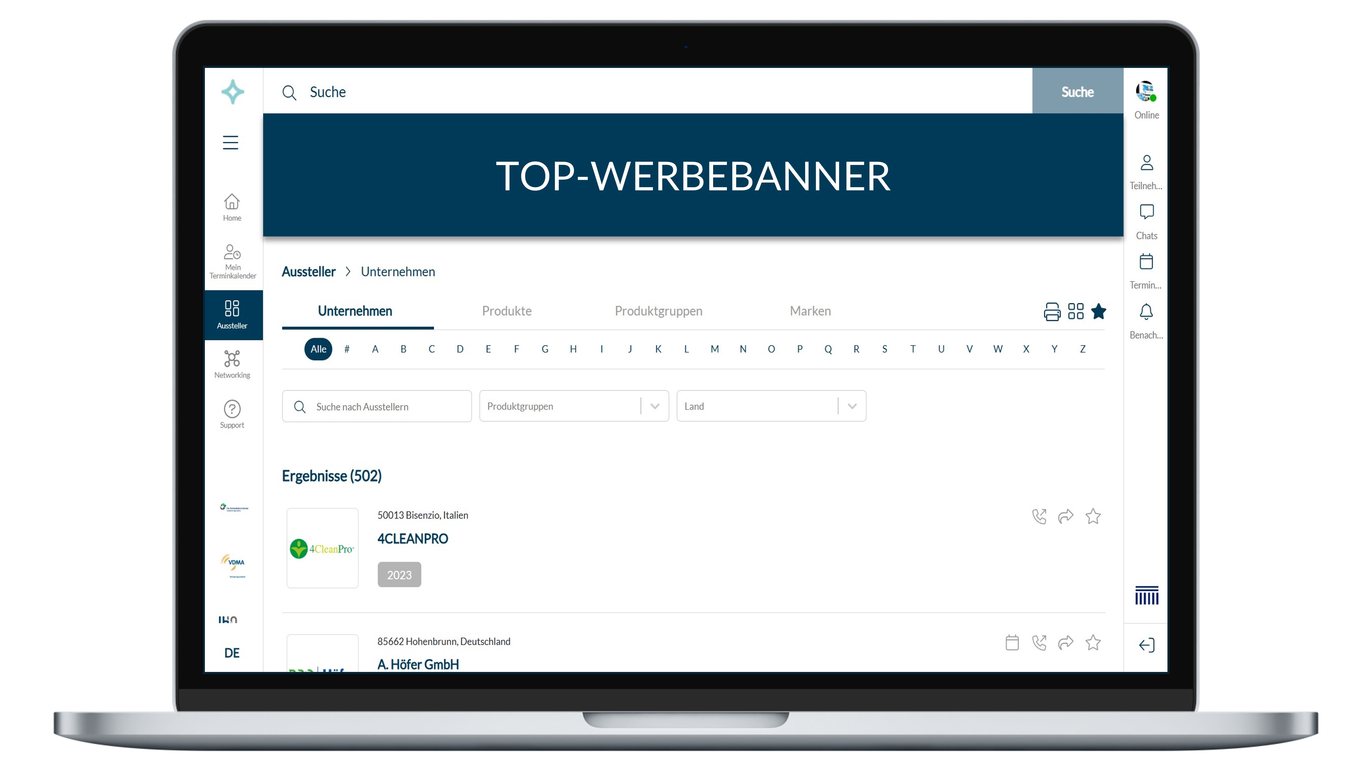 Top-Werbebanner/ Plattform & App